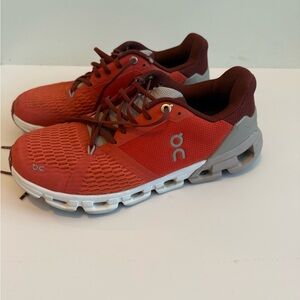 On Cloud Cloud Flyer red orange flare quartz running shoes size 7